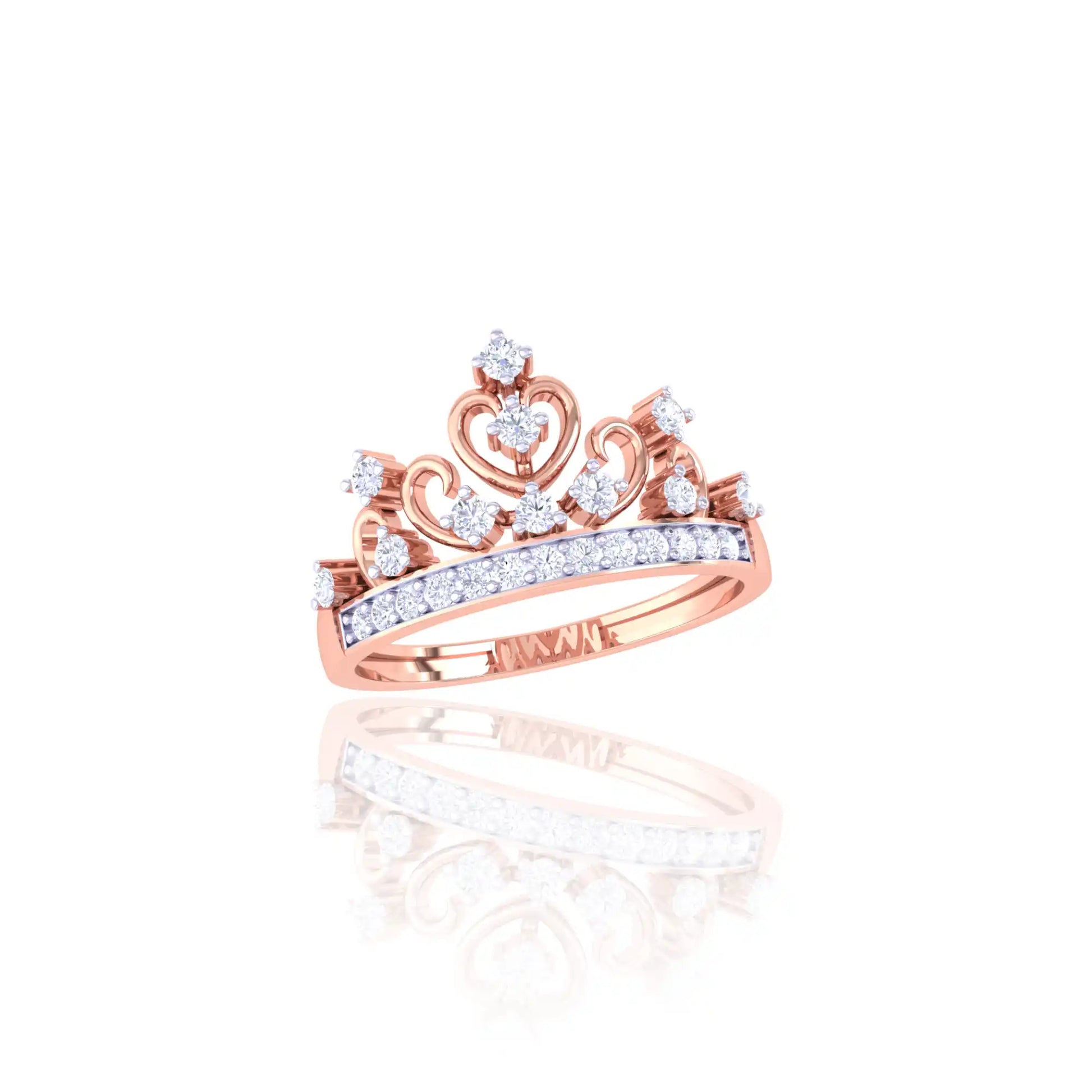 92.5 Sterling Silver Heart Tiara Ring