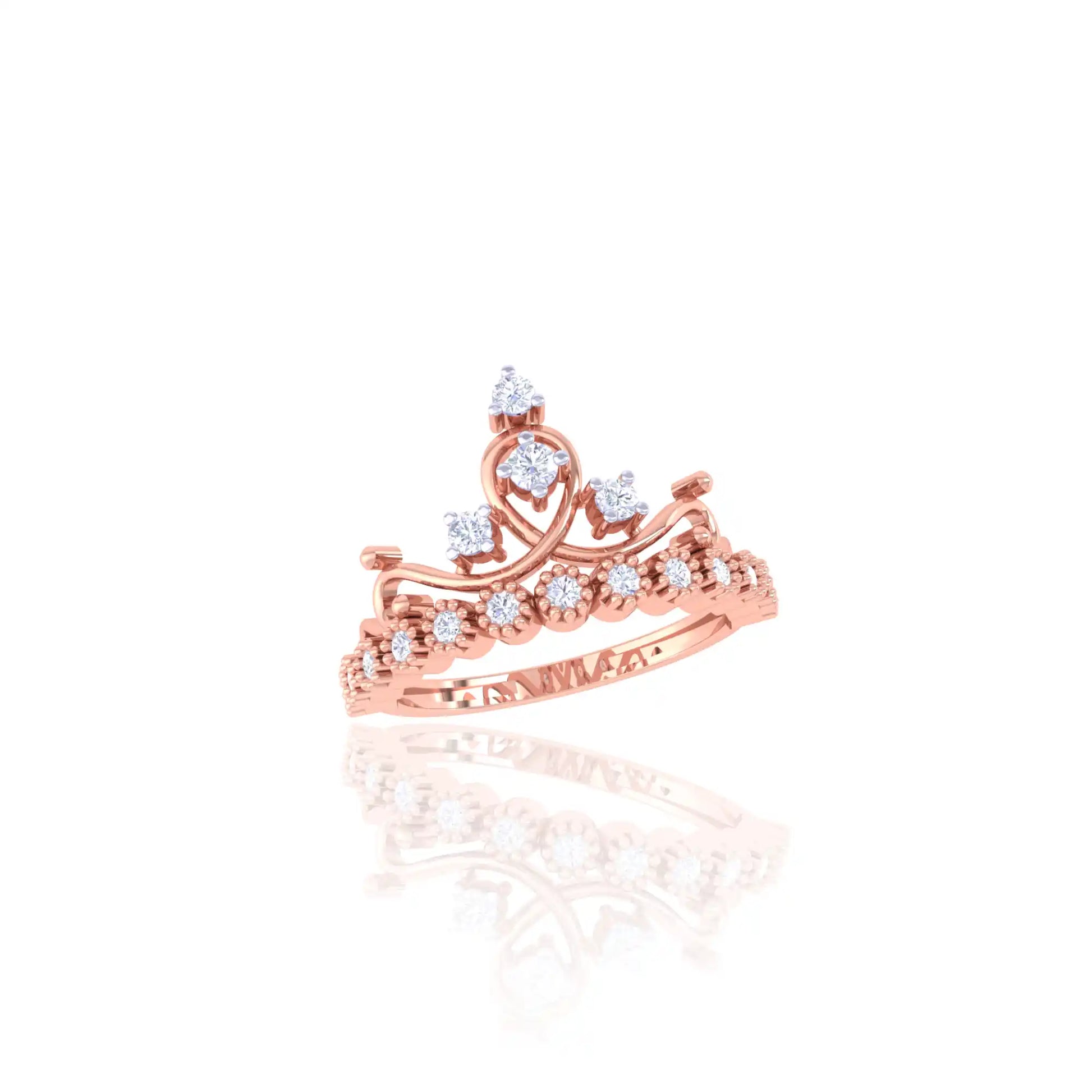 92.5 Sterling Silver Elegant Heart Crown Ring