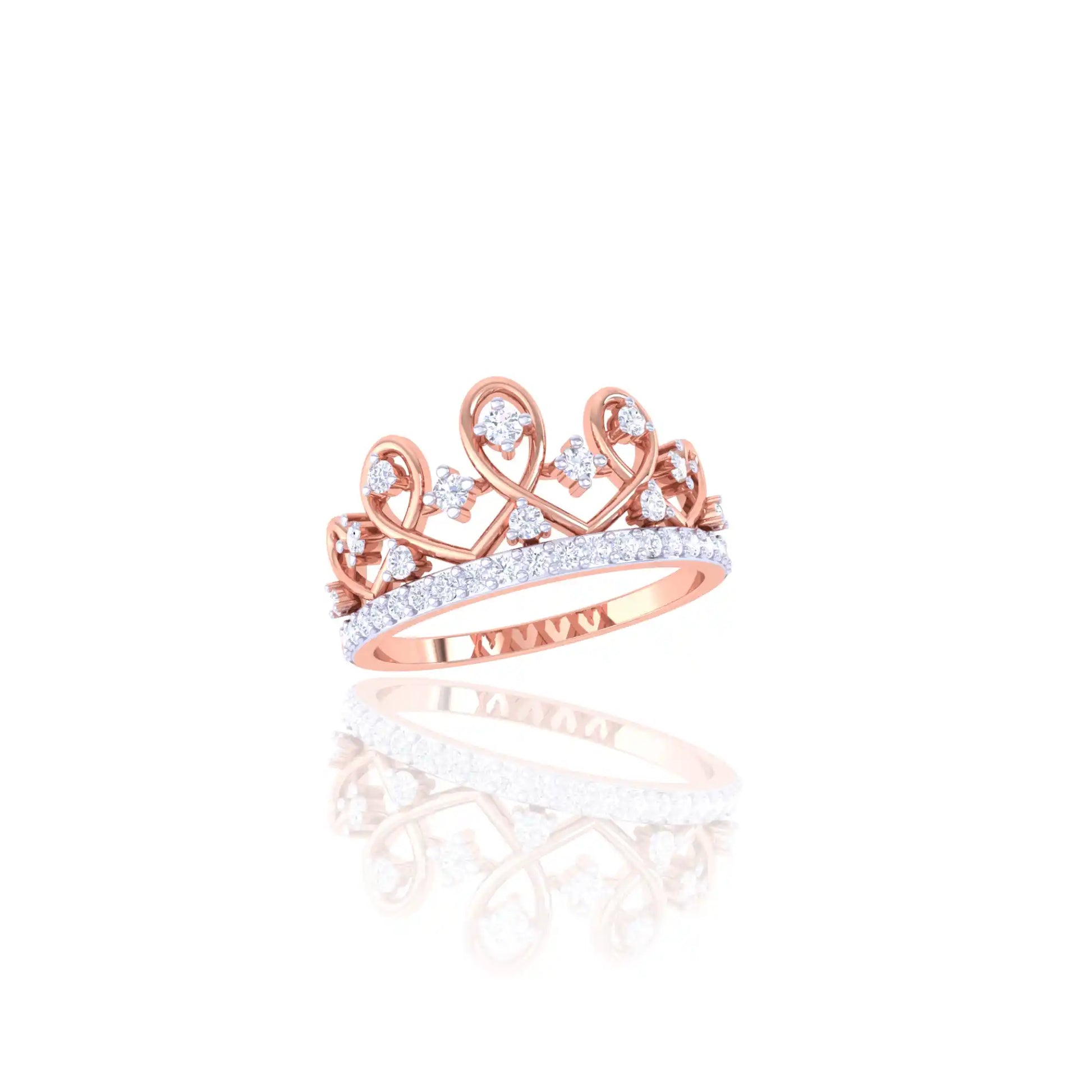 92.5 Sterling Silver Heart Crown Ring