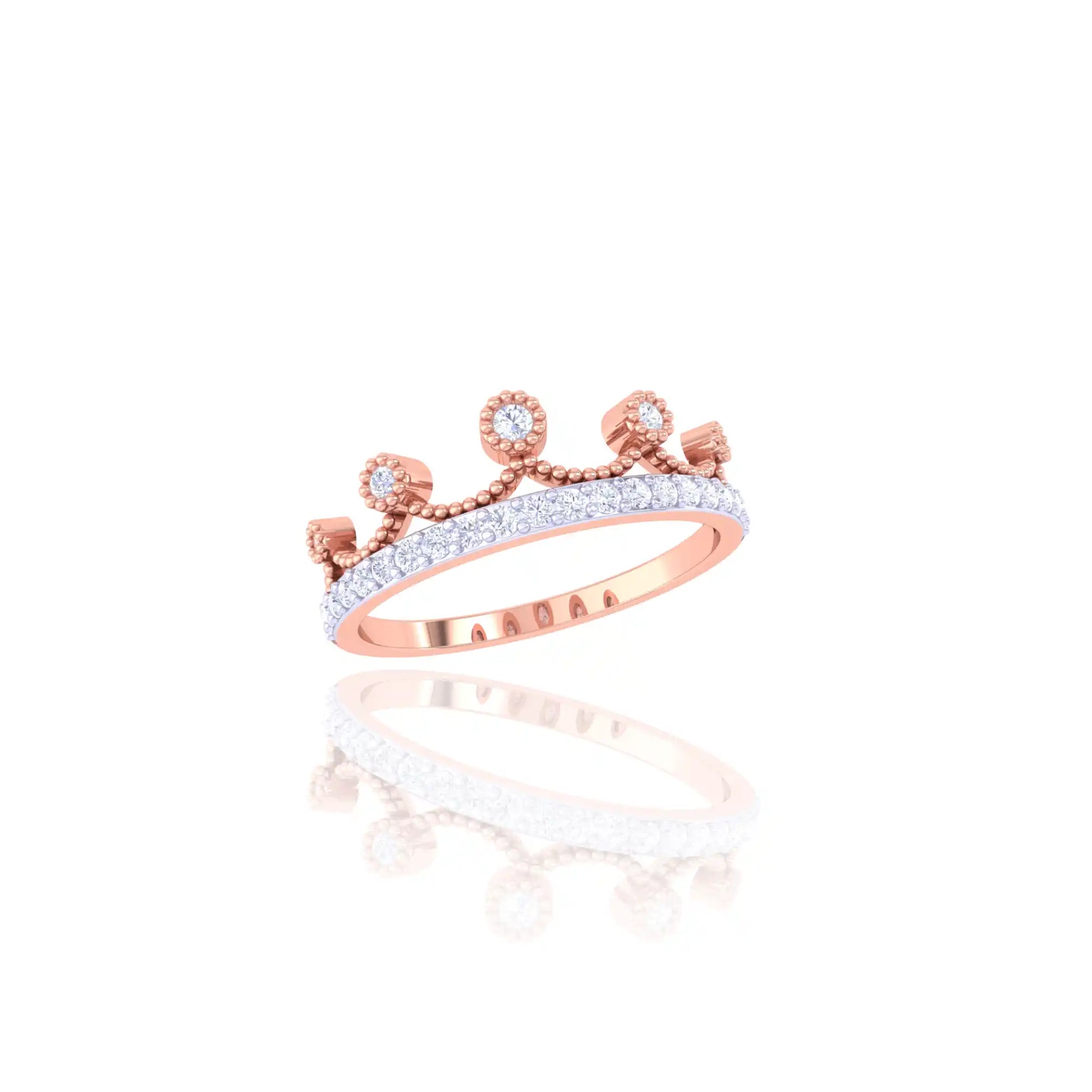 92.5 Sterling Silver Beaded Crown Ring