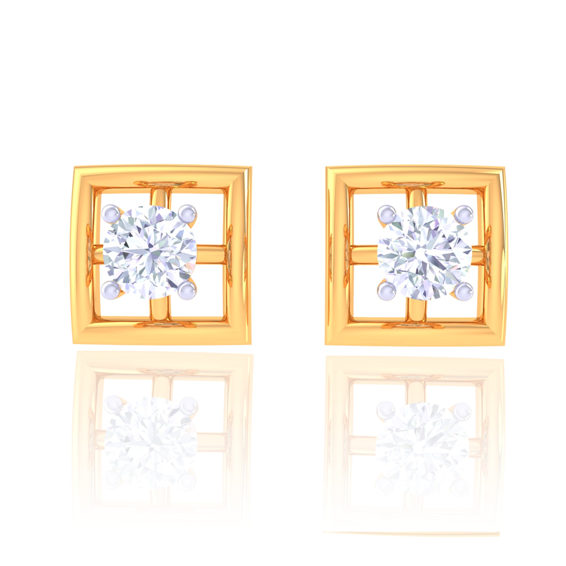 925 Silver Square Design Earrings for Women | Elegant Studs
