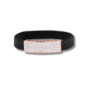 925 Silver Full Diamond Design Rose Gold Plating Spring Bracelet – Luxury Jewelry for Men
