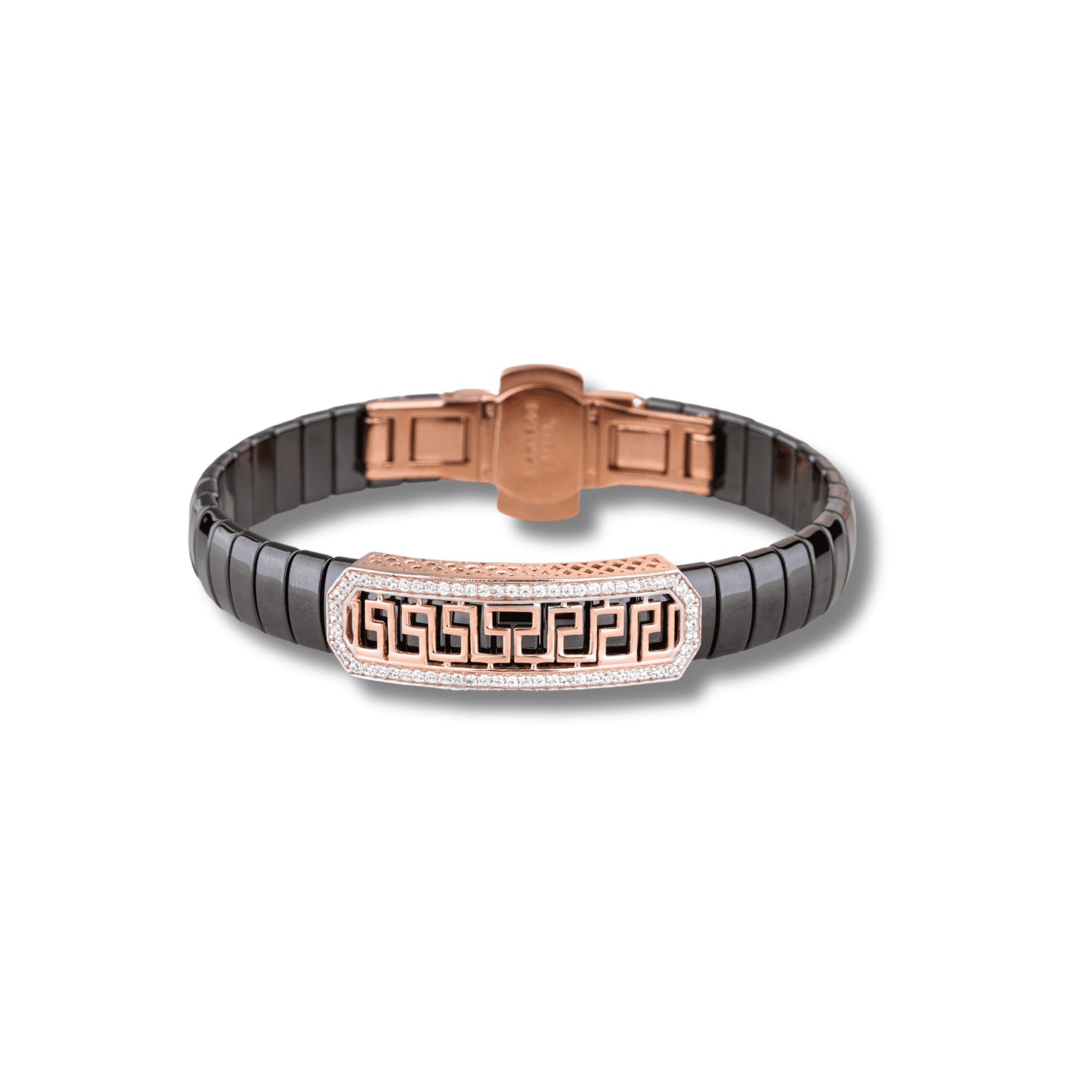Luxury Black Ceramic Panther Bracelet with Rose Gold and Diamond Accents