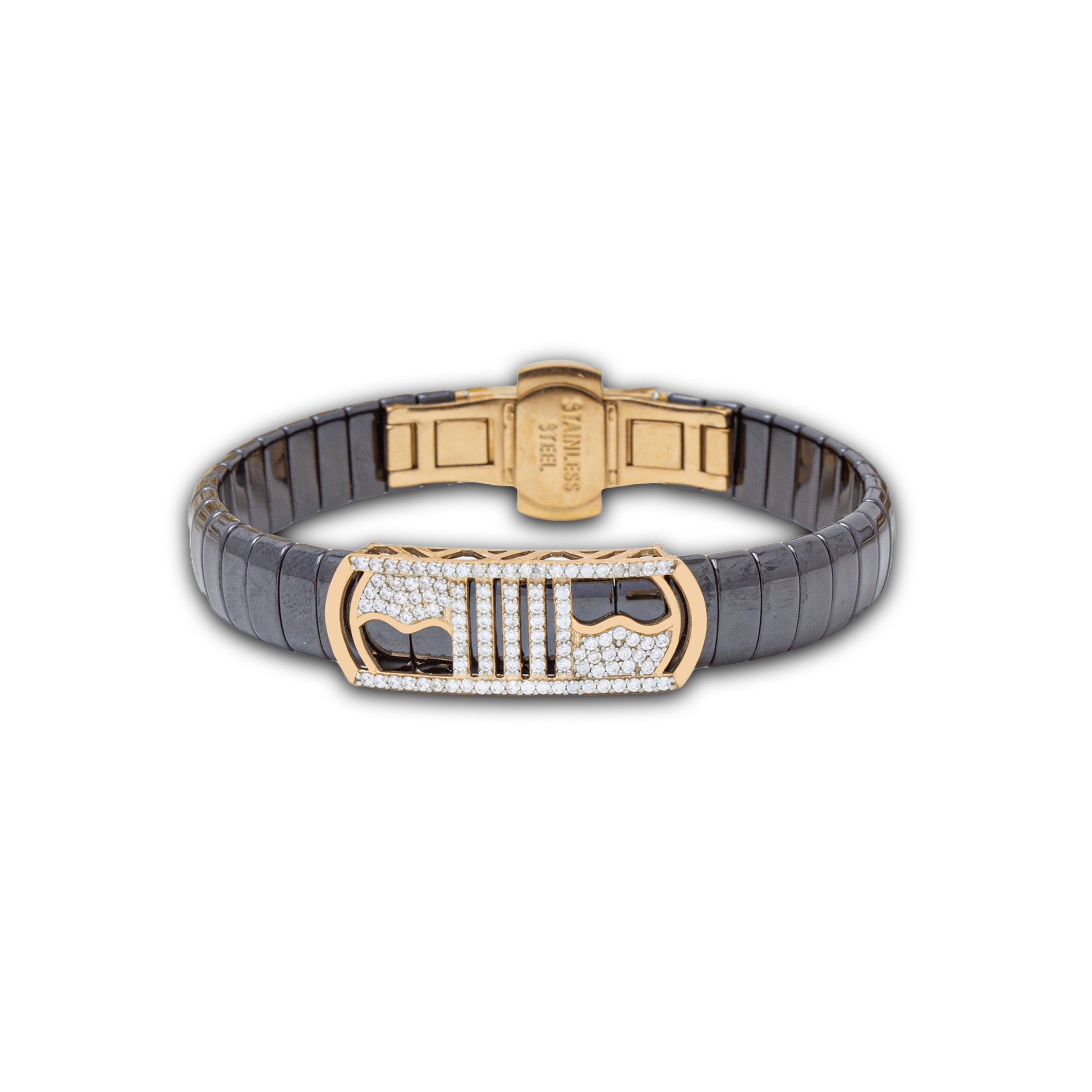 925 Silver Wave Design Men's Ceramic Bracelet - Stylish