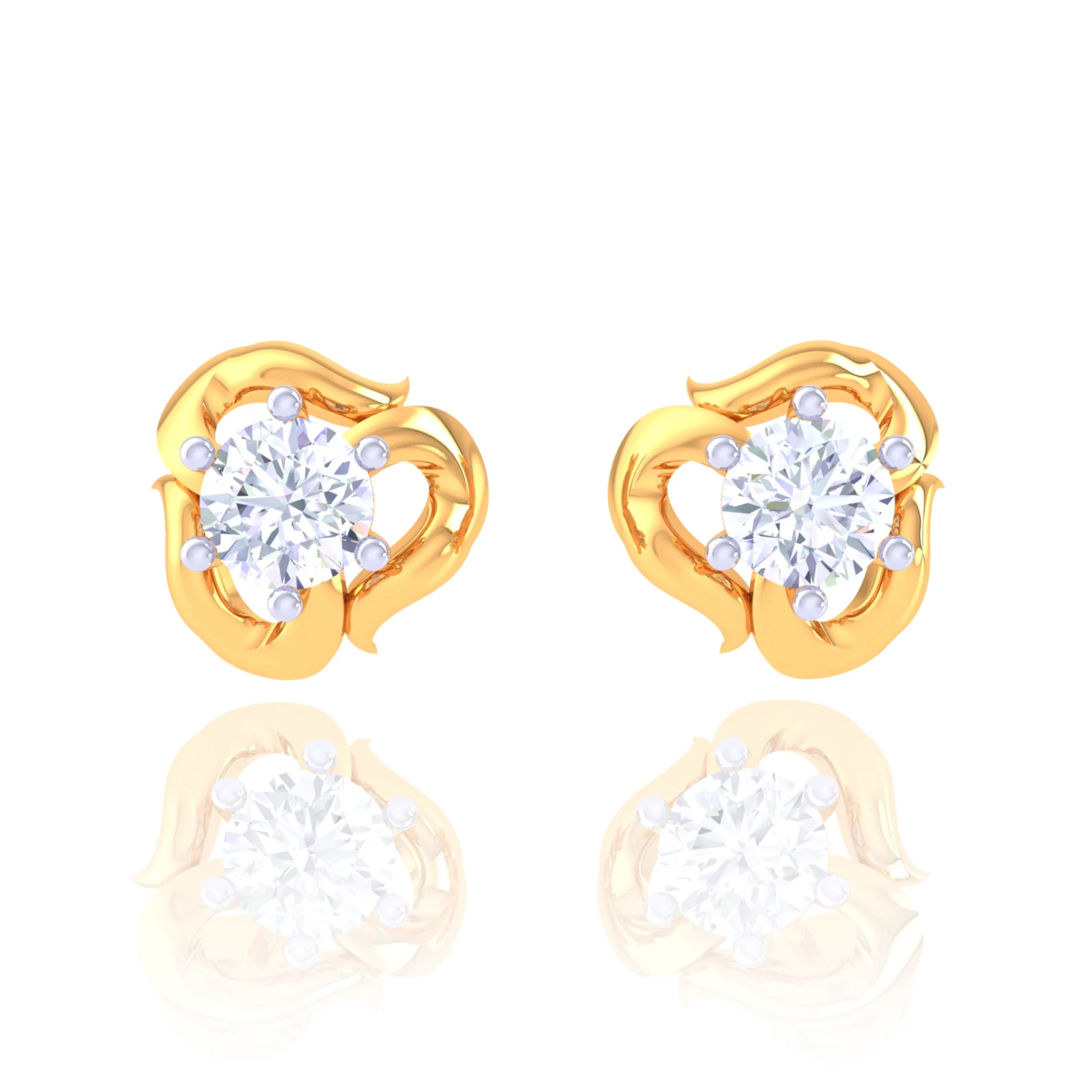 Elegant Golden Diamond Stud Earrings - Perfect for All Occasions