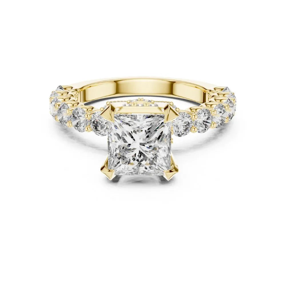 Orynio ORYNIO Celestia Princess Halo Engagement Ring in 925 Sterling Silver 92.5 silver jewellery