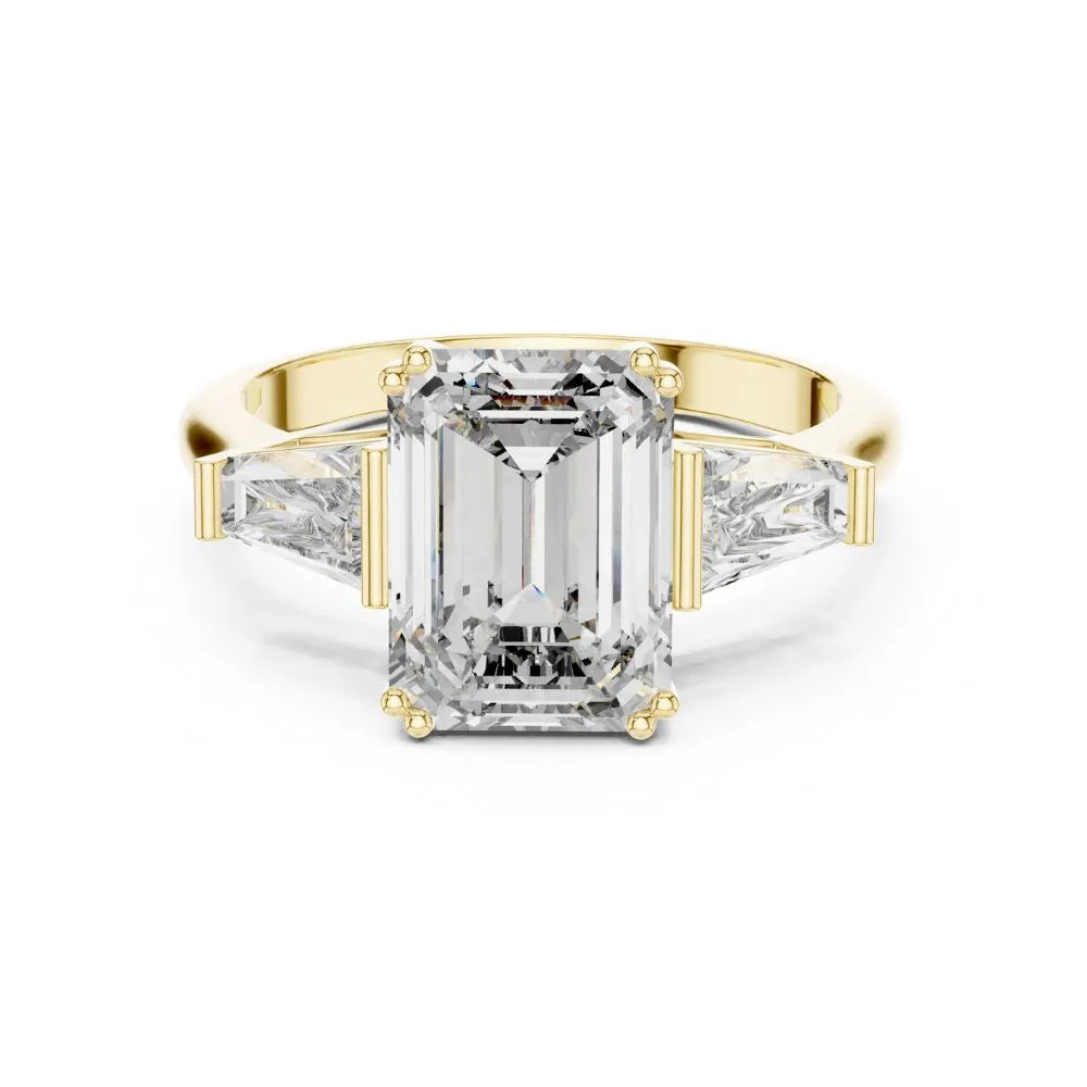 Orynio ORYNIO Regal Emerald Three-Stone Engagement Ring in 925 Sterling Silver 92.5 silver jewellery