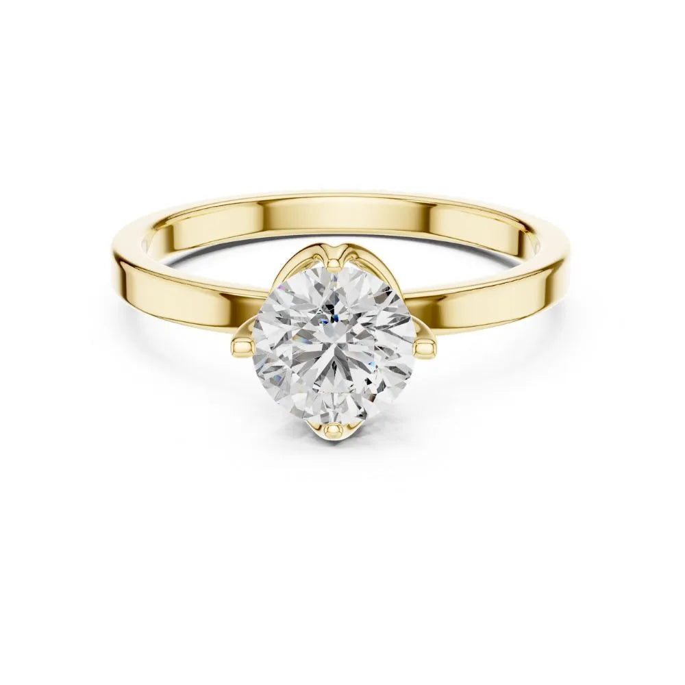 Petal Prong Solitaire Ring in 925 Sterling Silver | ORYNIO