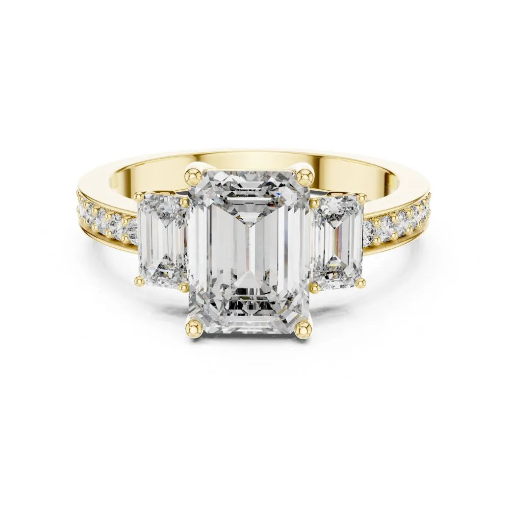 Orynio ORYNIO Imperial Emerald Three Stone Engagement Ring in 925 Sterling Silver 92.5 silver jewellery