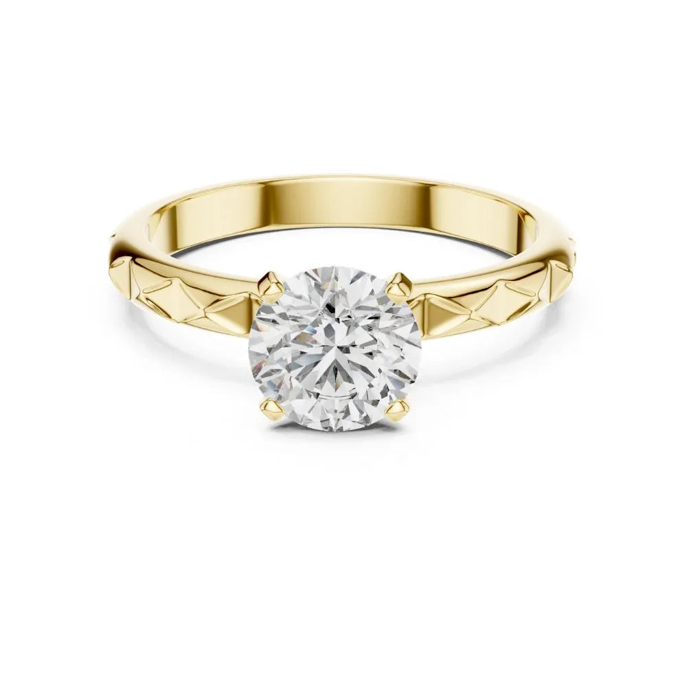 Textured Solitaire Ring in 925 Sterling Silver | ORYNIO