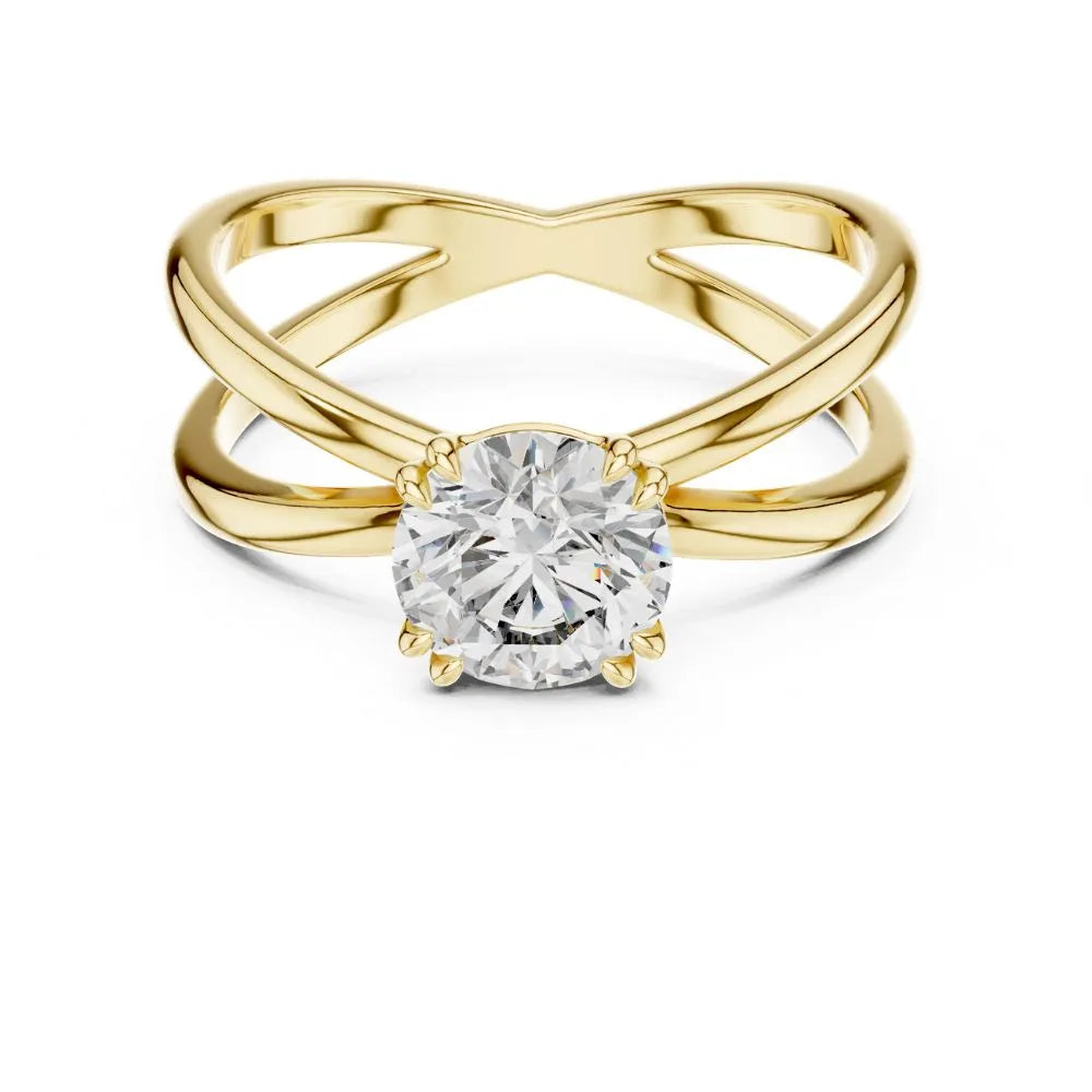 Criss Cross Solitaire Ring in 925 Sterling Silver | ORYNIO