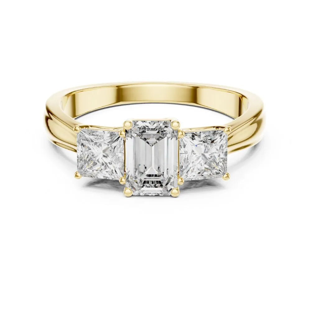 Orynio ORYNIO Imperial Emerald Three Stone Ring in 925 Sterling Silver 92.5 silver jewellery