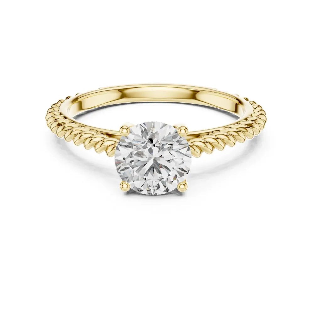 Vintage Rope Solitaire Ring in 925 Sterling Silver | ORYNIO