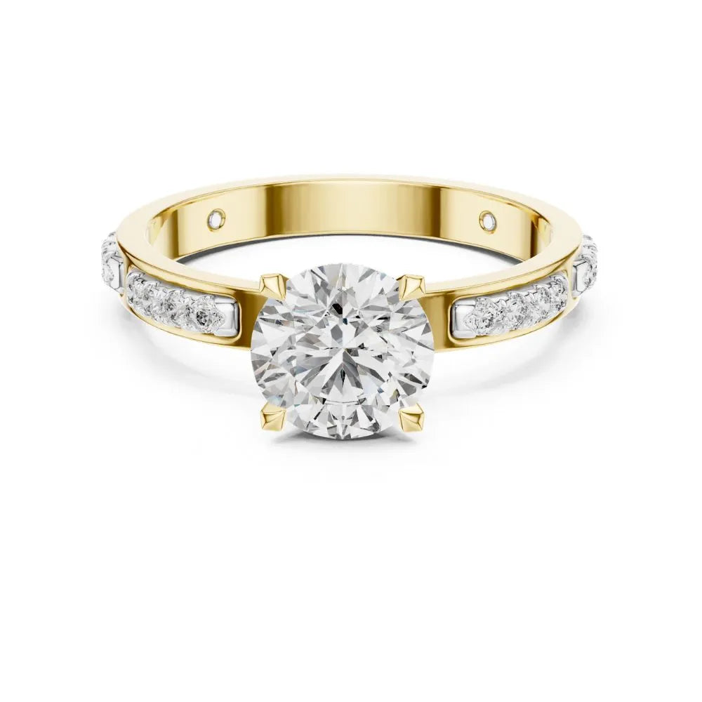 Orynio Round Cut Solitaire Engagement Ring with Channel Set Accent Diamonds in Rose Gold 92.5 silver jewellery