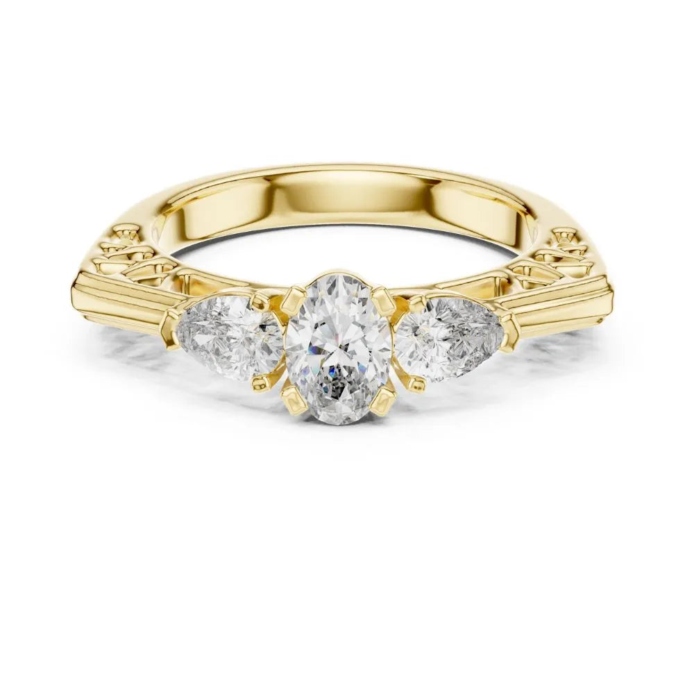 Orynio ORYNIO Elara Vintage Three Stone Ring in 925 Sterling Silver 92.5 silver jewellery