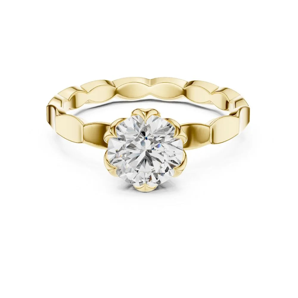 Floral Heart Solitaire Ring in 925 Sterling Silver | ORYNIO
