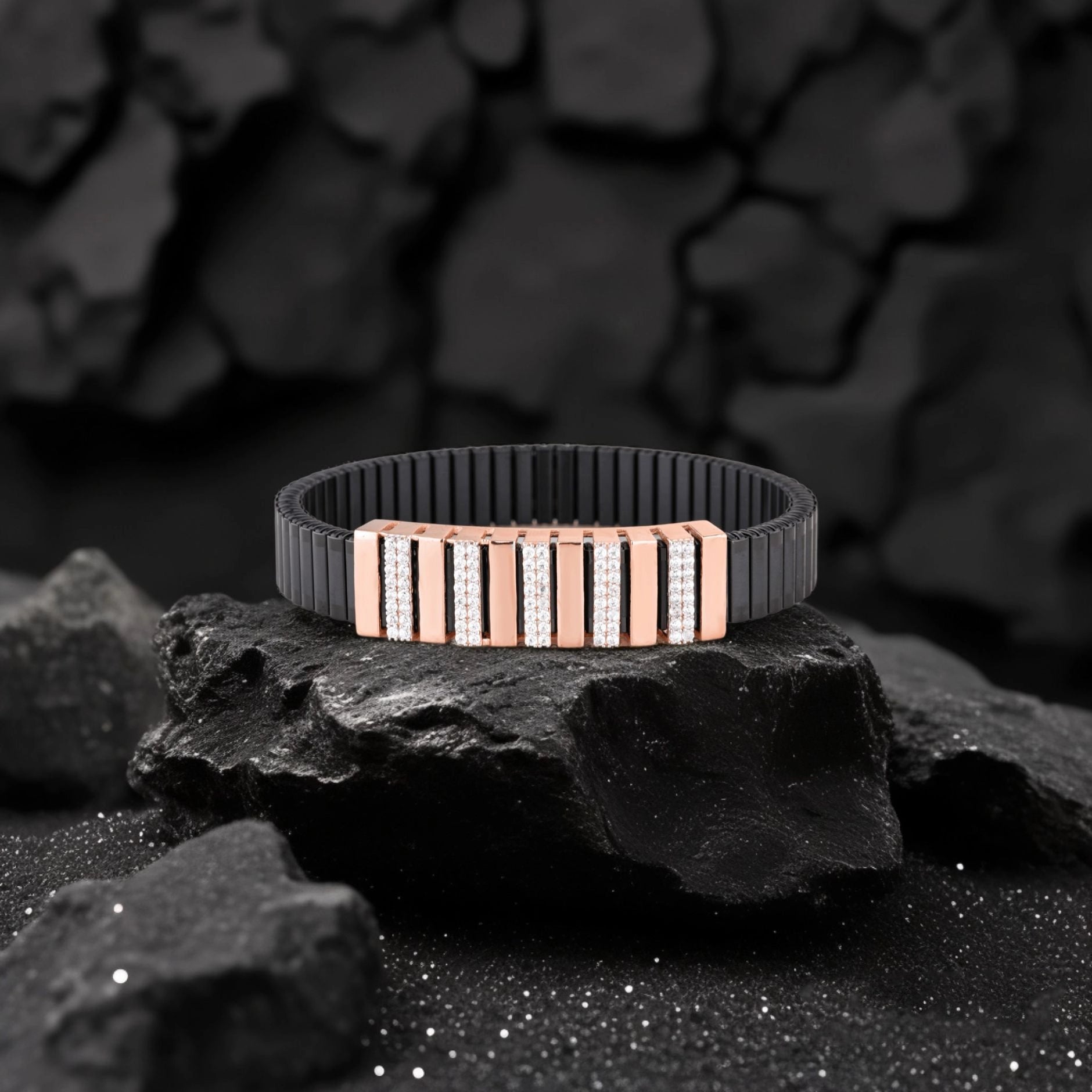 925 Silver Premium Design Men's Rolex Bracelet with Rose Gold Plating