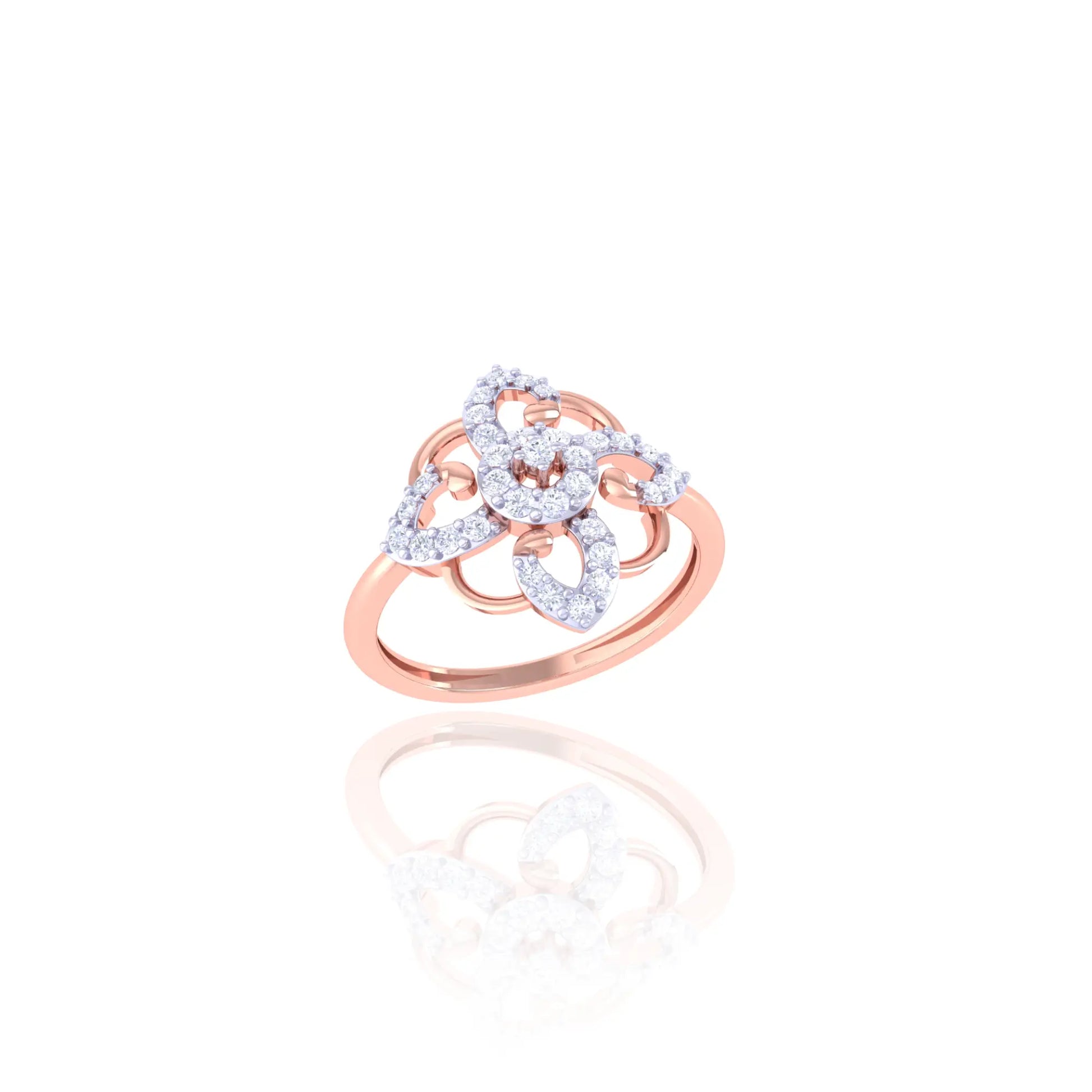 Sterling Silver Floral Design Ring with CZ Stones