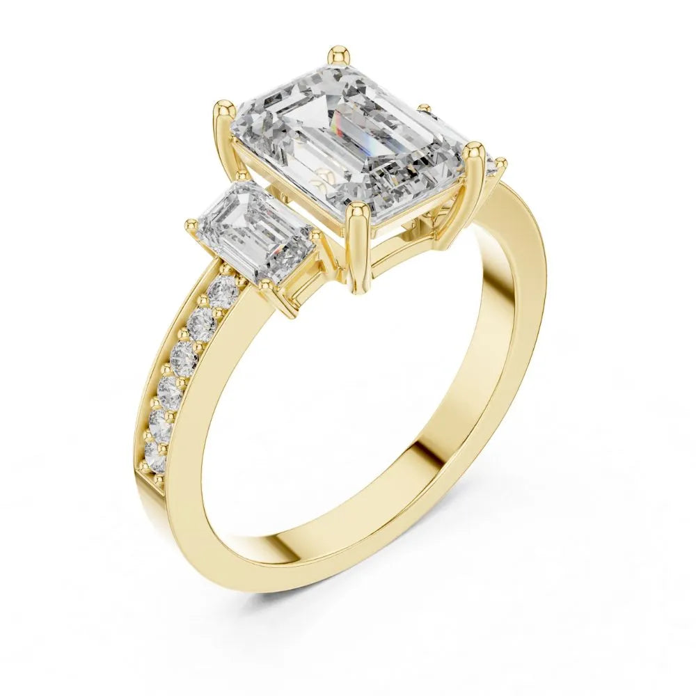 Orynio ORYNIO Imperial Emerald Three Stone Engagement Ring in 925 Sterling Silver 92.5 silver jewellery