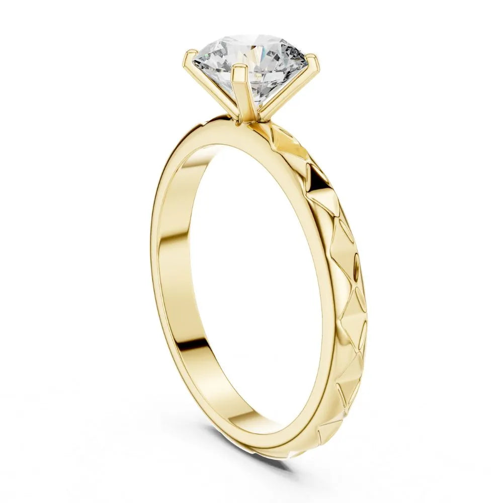 Textured Solitaire Ring in 925 Sterling Silver | ORYNIO
