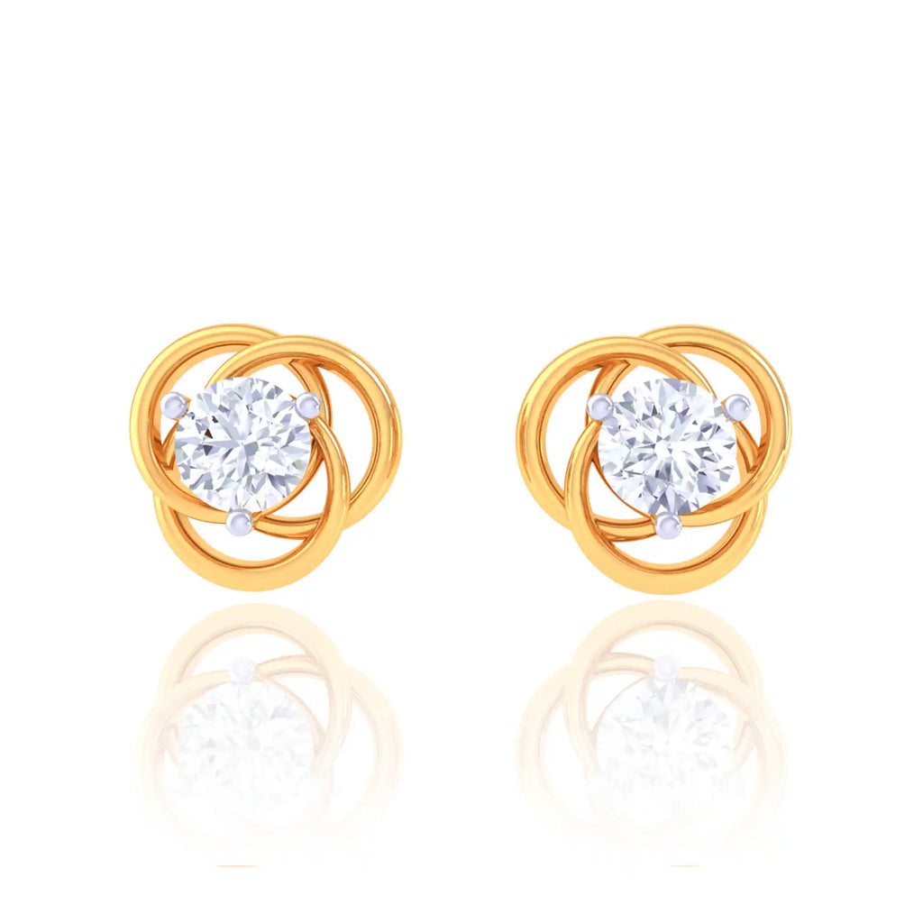 Elegant Golden Diamond Stud Earrings - Intertwined Design