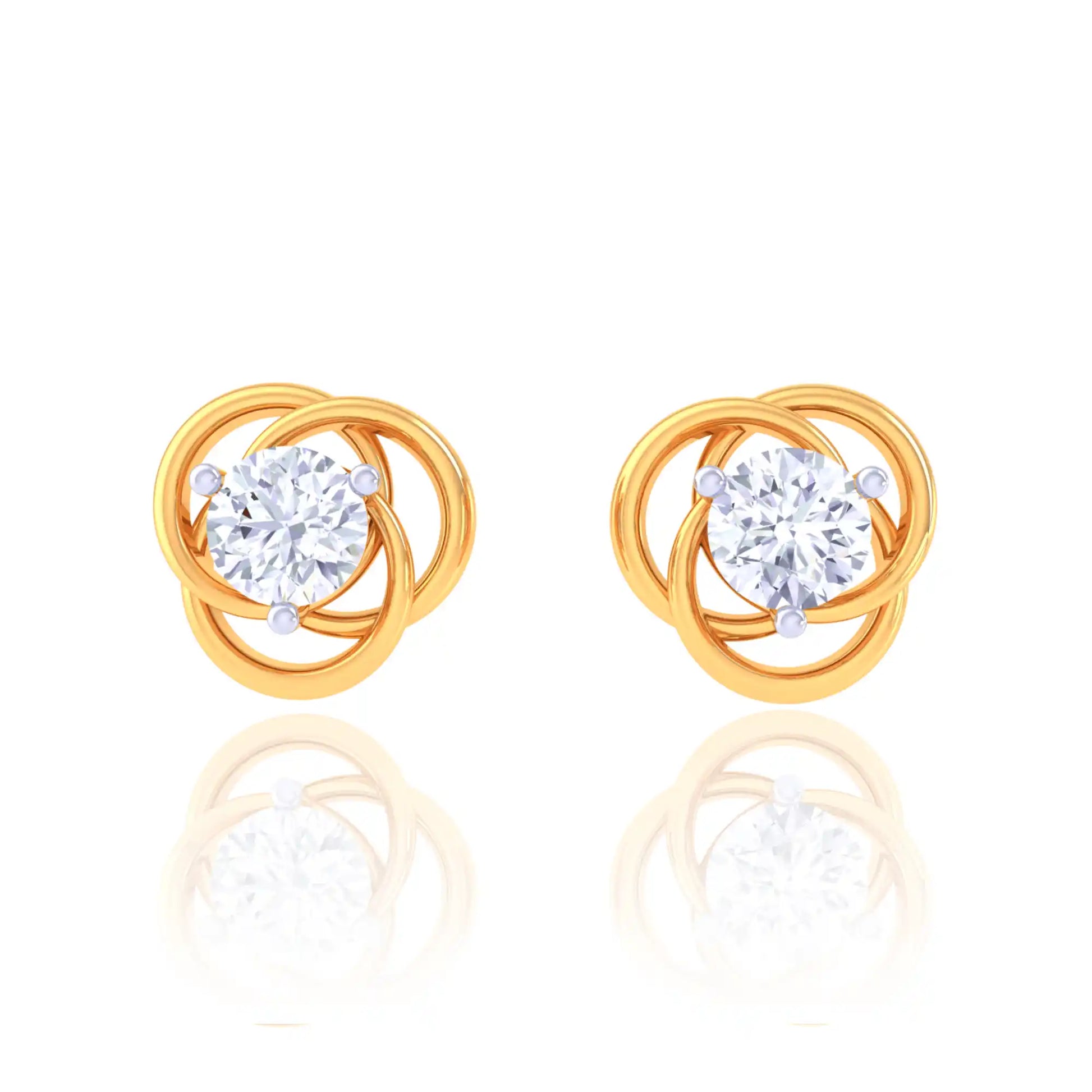 Elegant Golden Diamond Stud Earrings - Intertwined Design
