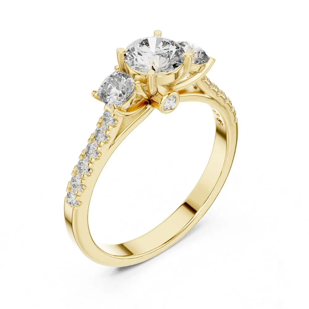 Orynio ORYNIO Radiance Three Stone Pavé Ring in 925 Sterling Silver 92.5 silver jewellery