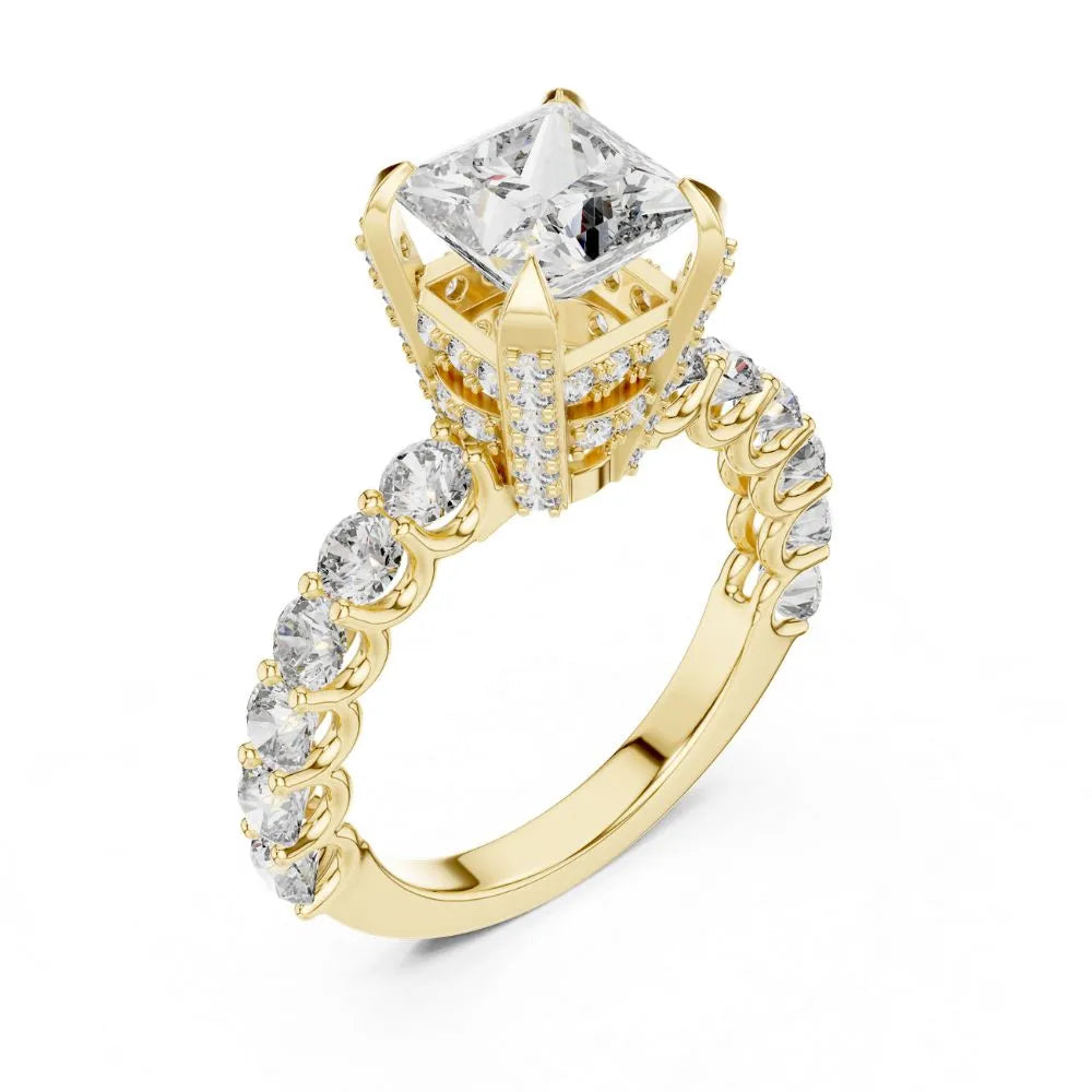 Orynio ORYNIO Celestia Princess Halo Engagement Ring in 925 Sterling Silver 92.5 silver jewellery