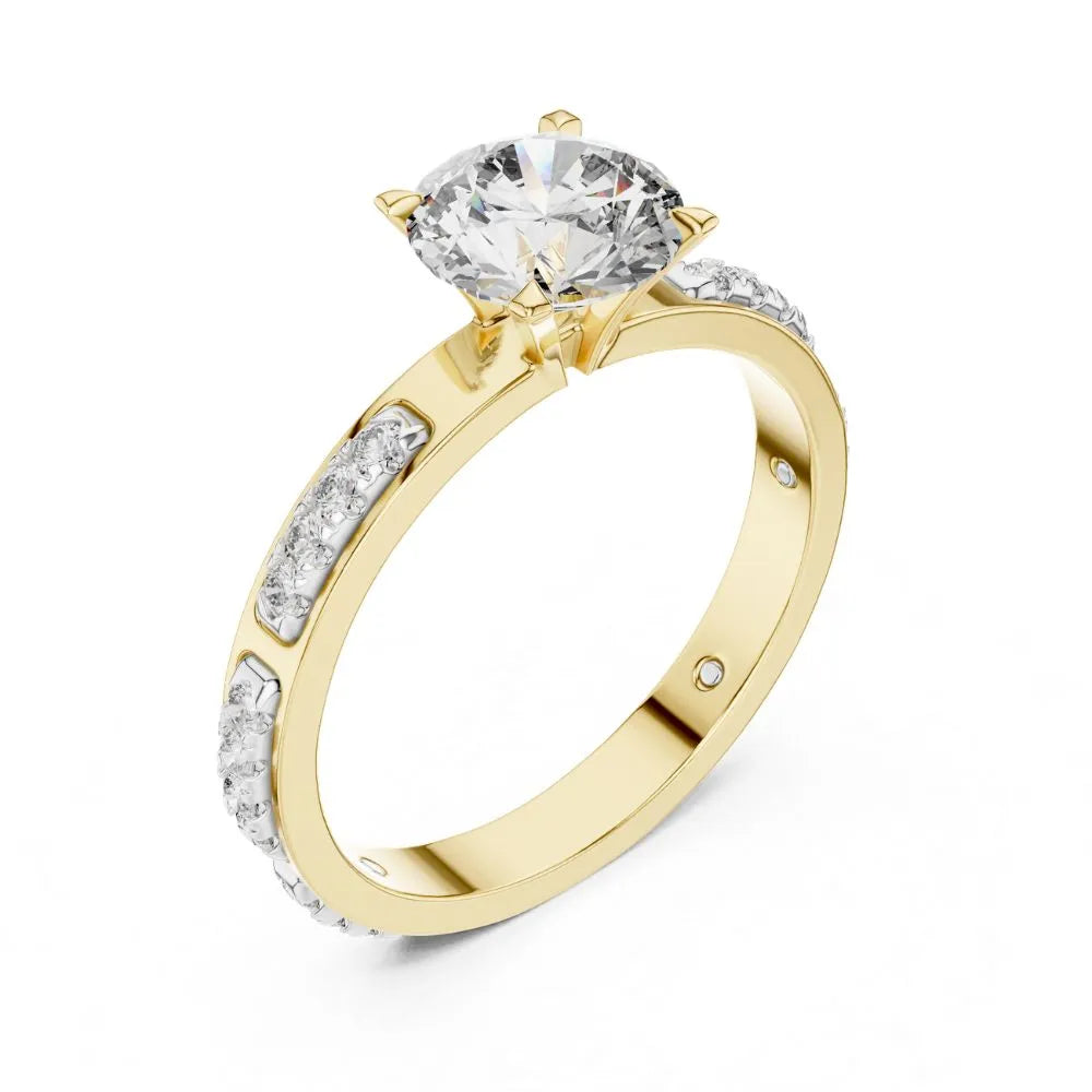 Orynio Round Cut Solitaire Engagement Ring with Channel Set Accent Diamonds in Rose Gold 92.5 silver jewellery