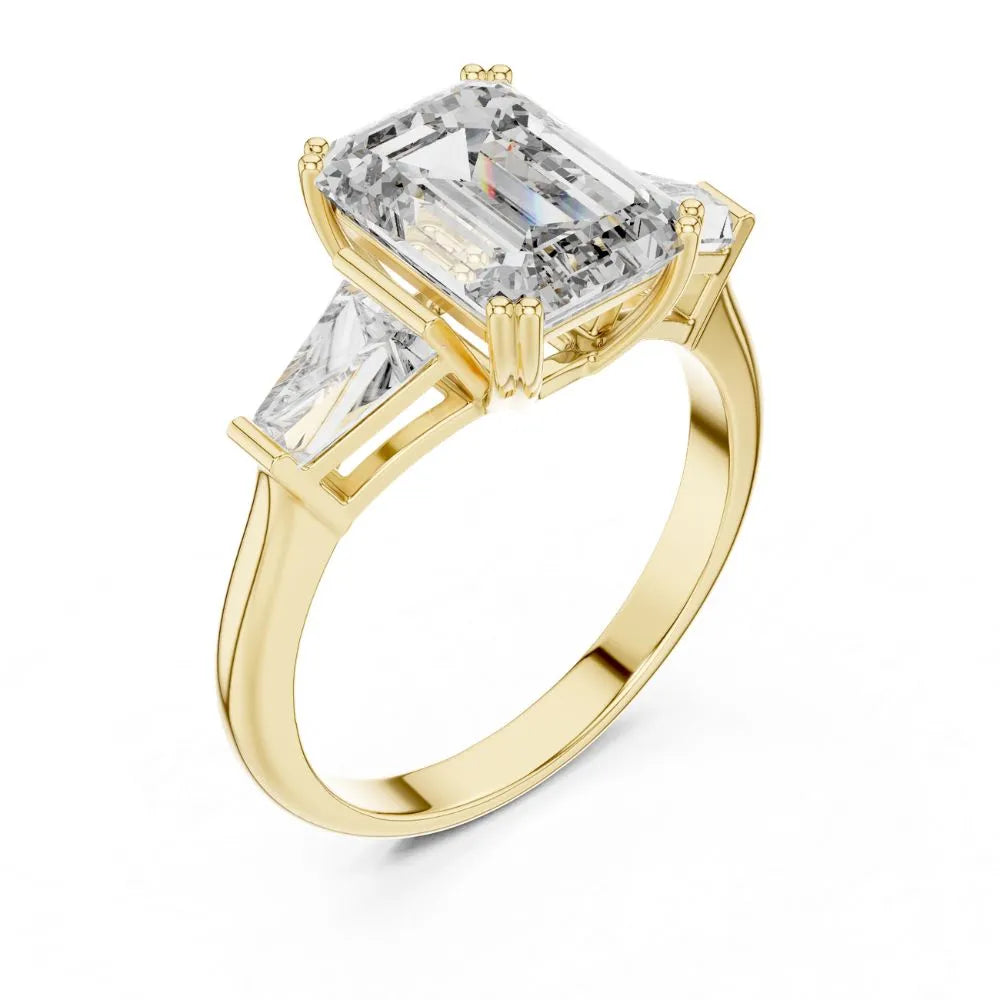 Orynio ORYNIO Regal Emerald Three-Stone Engagement Ring in 925 Sterling Silver 92.5 silver jewellery