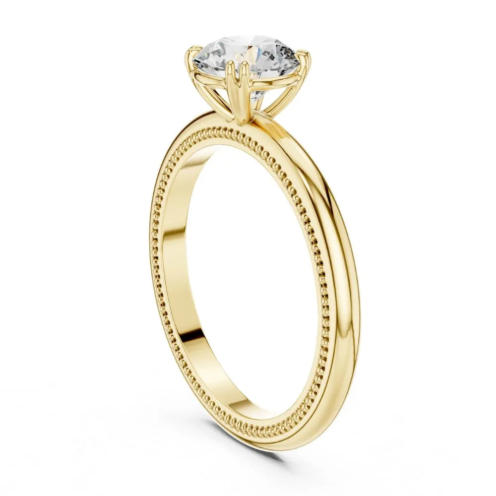 Milgrain Solitaire Ring in 925 Sterling Silver | ORYNIO