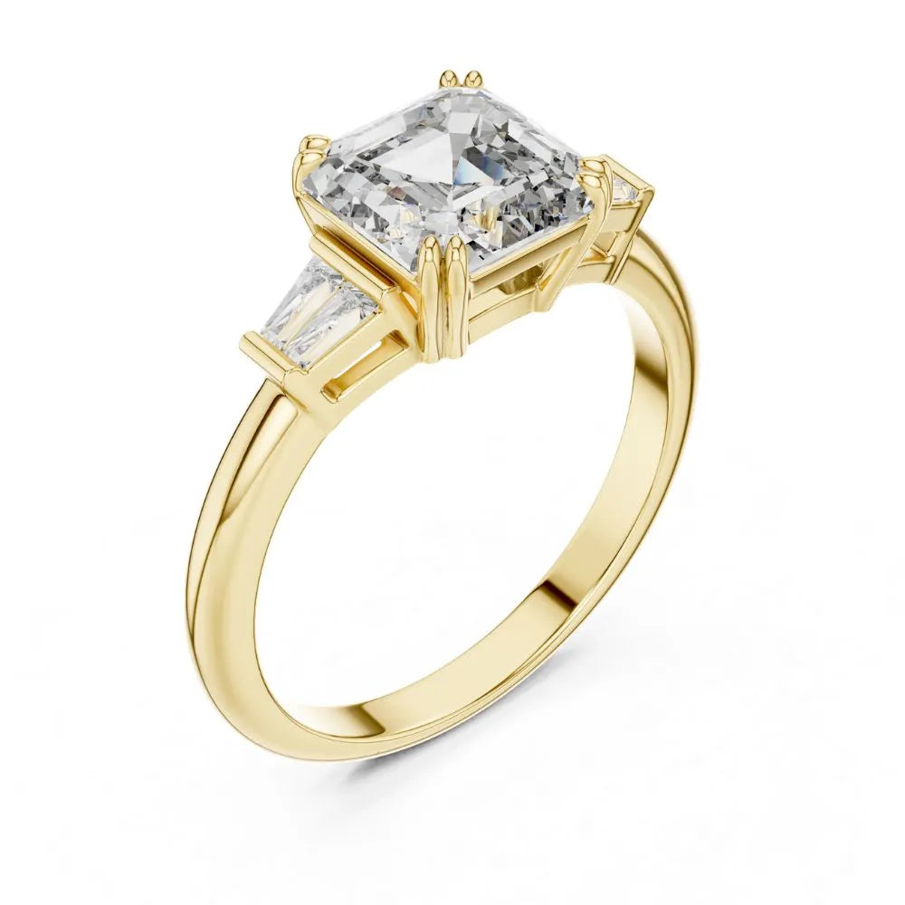 Orynio ORYNIO Prestige Asscher Three-Stone Engagement Ring in 925 Sterling Silver 92.5 silver jewellery