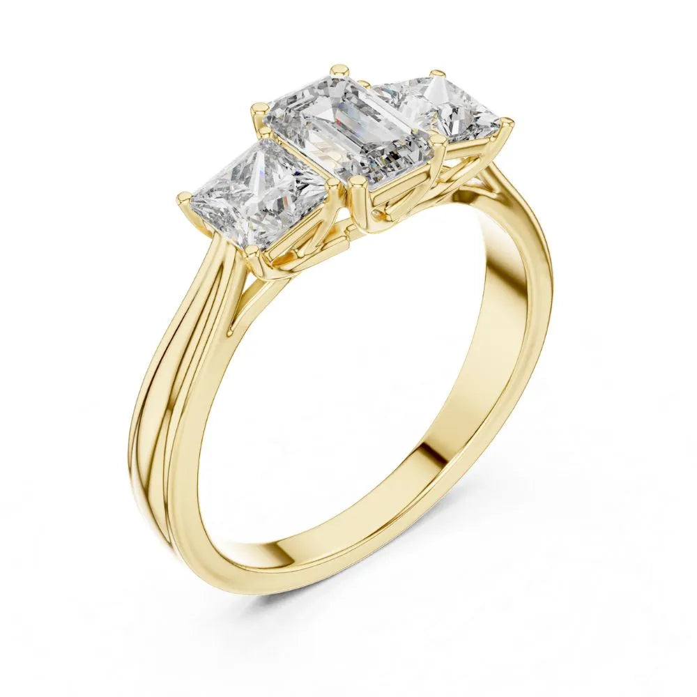 Orynio ORYNIO Imperial Emerald Three Stone Ring in 925 Sterling Silver 92.5 silver jewellery