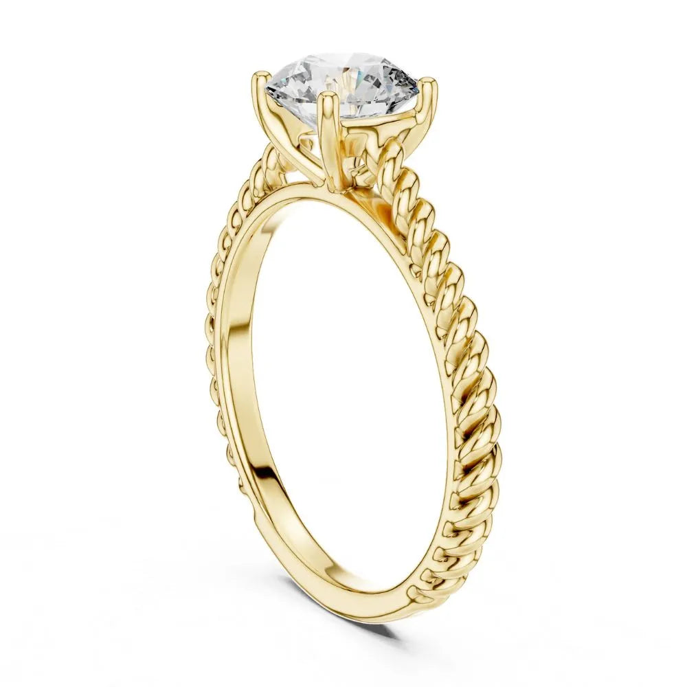 Vintage Rope Solitaire Ring in 925 Sterling Silver | ORYNIO