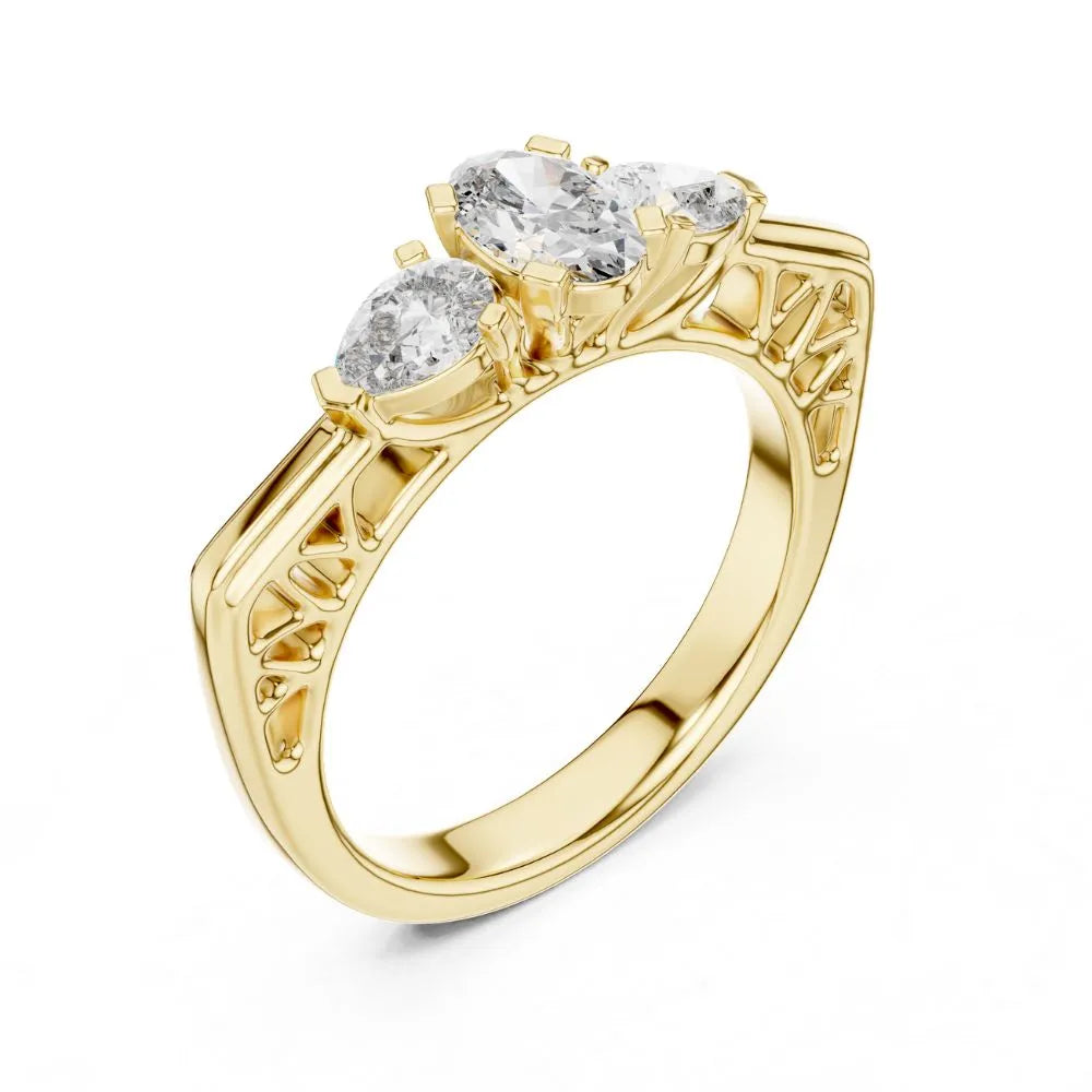Orynio ORYNIO Elara Vintage Three Stone Ring in 925 Sterling Silver 92.5 silver jewellery