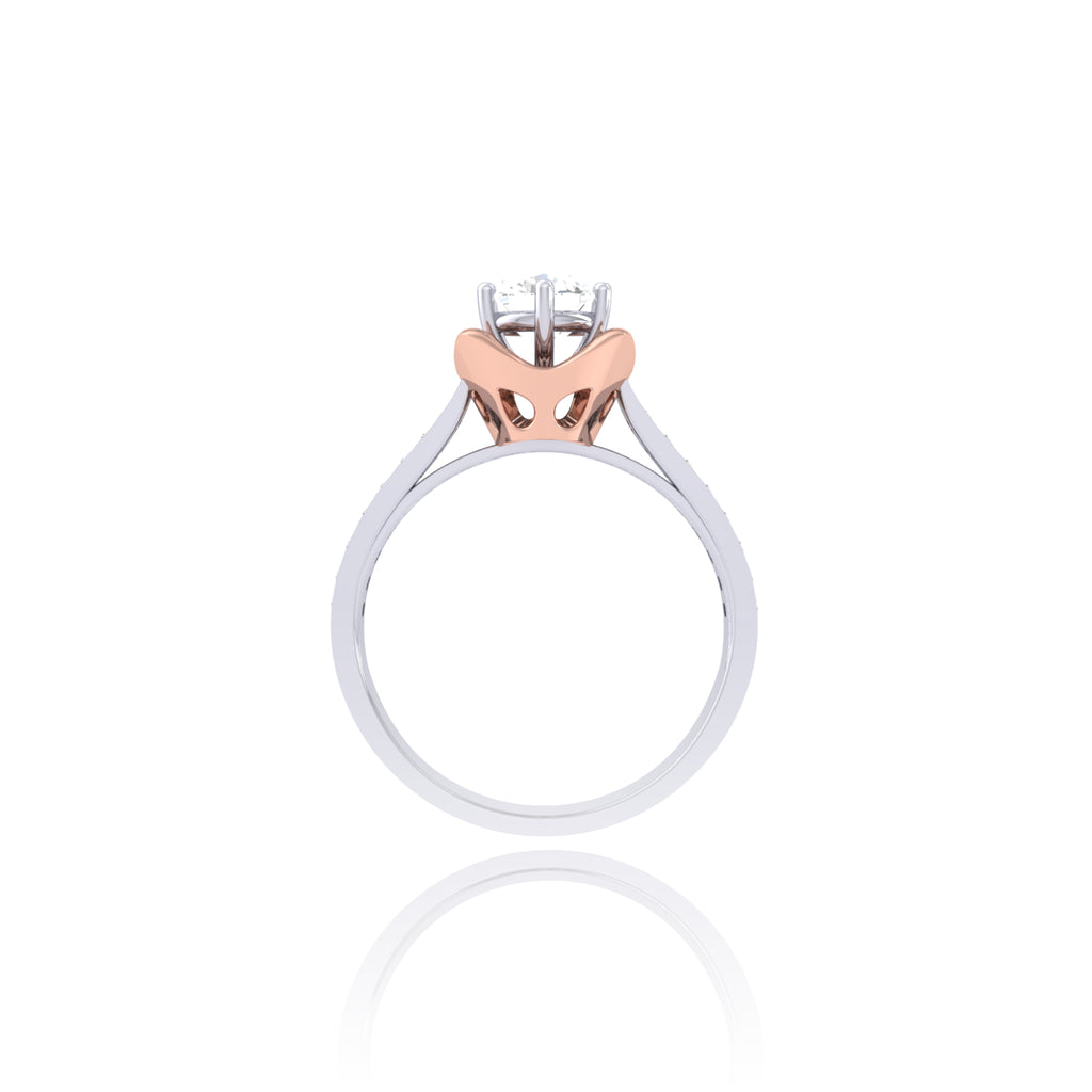 925 Silver Two-Tone Solitaire Ring for Women