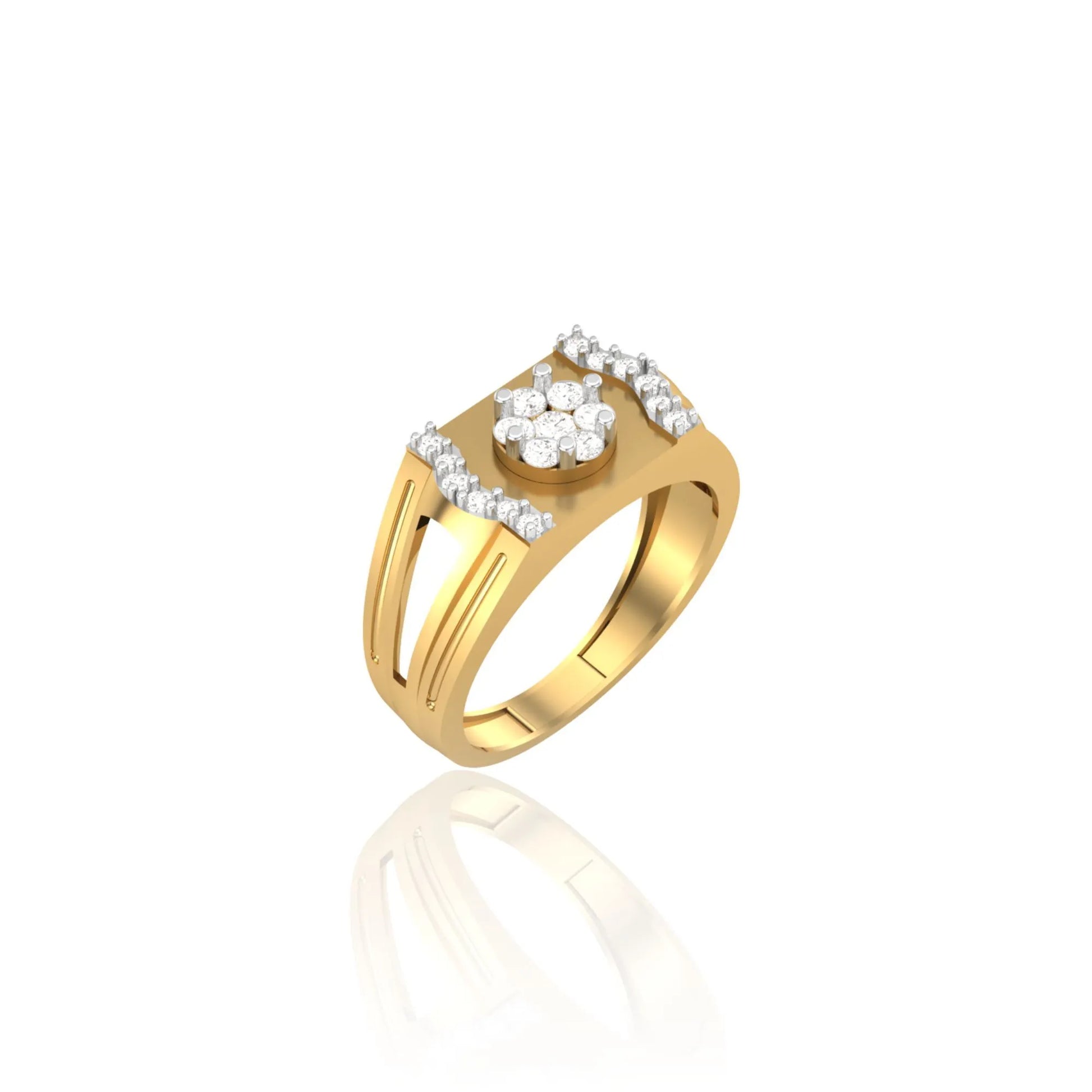 925 Silver Gold-Plated Men's Ring with CZ Diamonds | Bold & Elegant