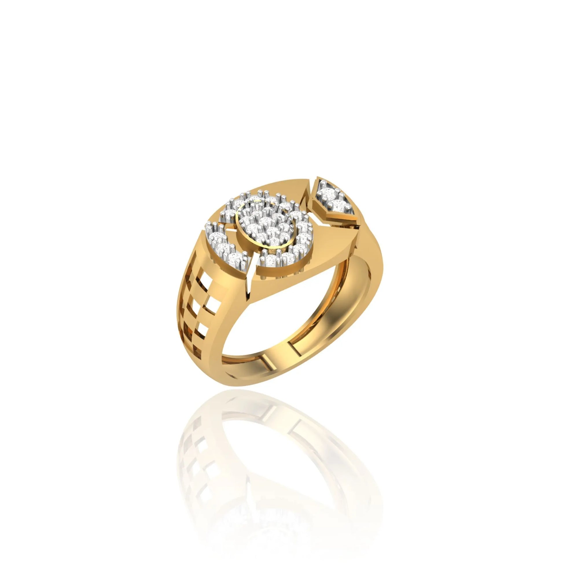 925 Silver Men’s Ring CZ Diamond and Modern Geometric Design
