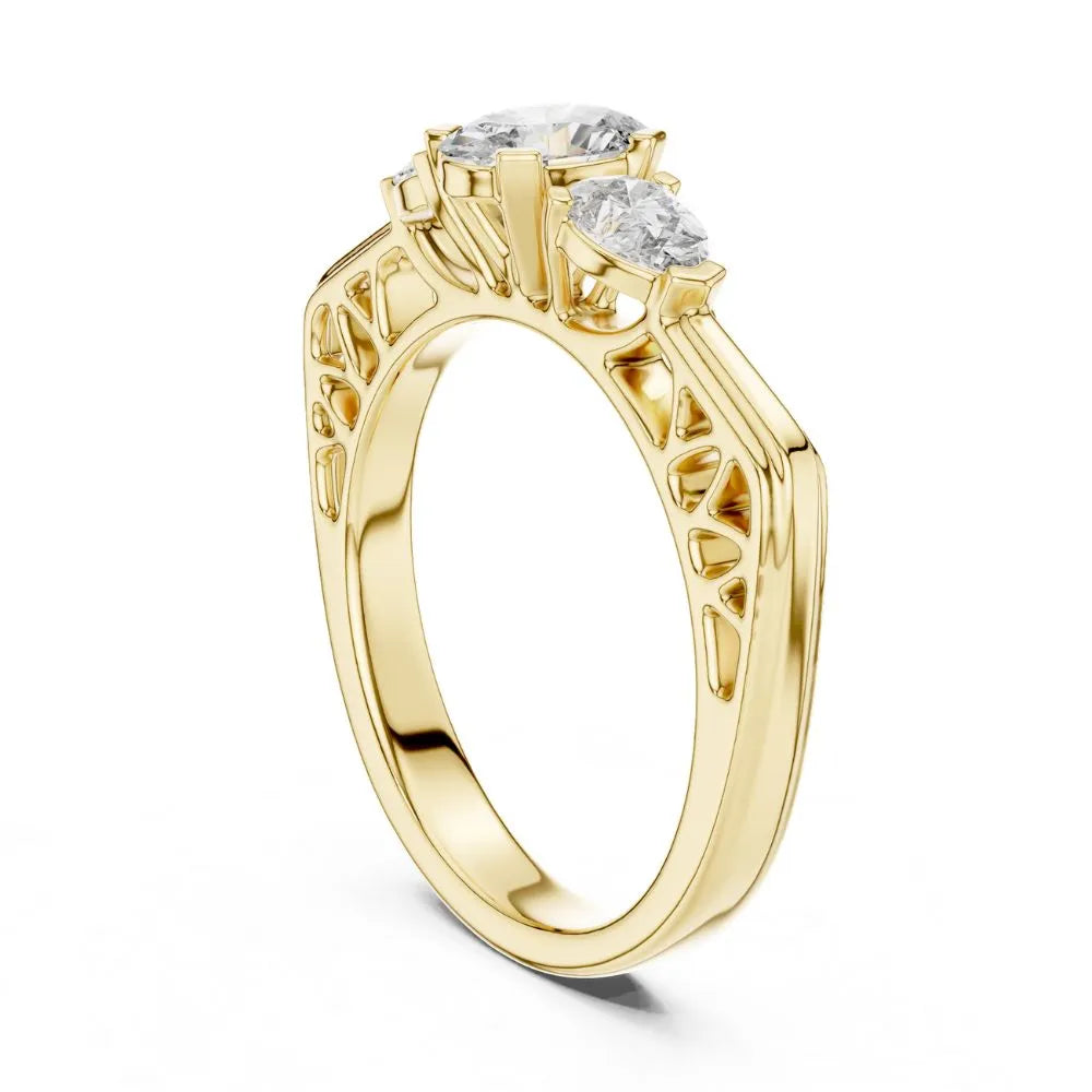 Orynio ORYNIO Elara Vintage Three Stone Ring in 925 Sterling Silver 92.5 silver jewellery