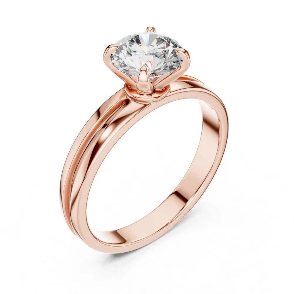 Elegant Grooved Solitaire Ring in 925 Sterling Silver | ORYNIO