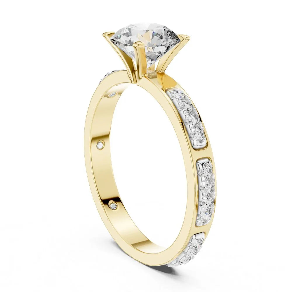 Orynio Round Cut Solitaire Engagement Ring with Channel Set Accent Diamonds in Rose Gold 92.5 silver jewellery