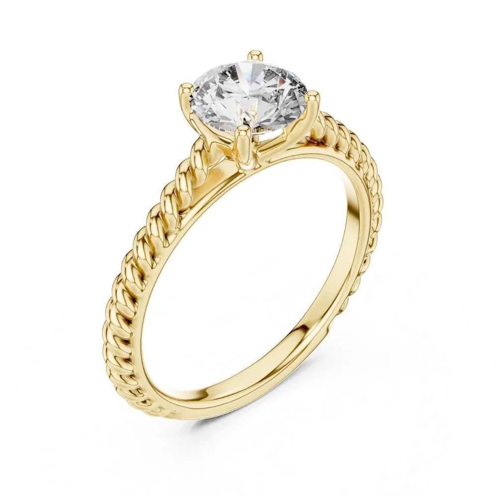 Vintage Rope Solitaire Ring in 925 Sterling Silver | ORYNIO