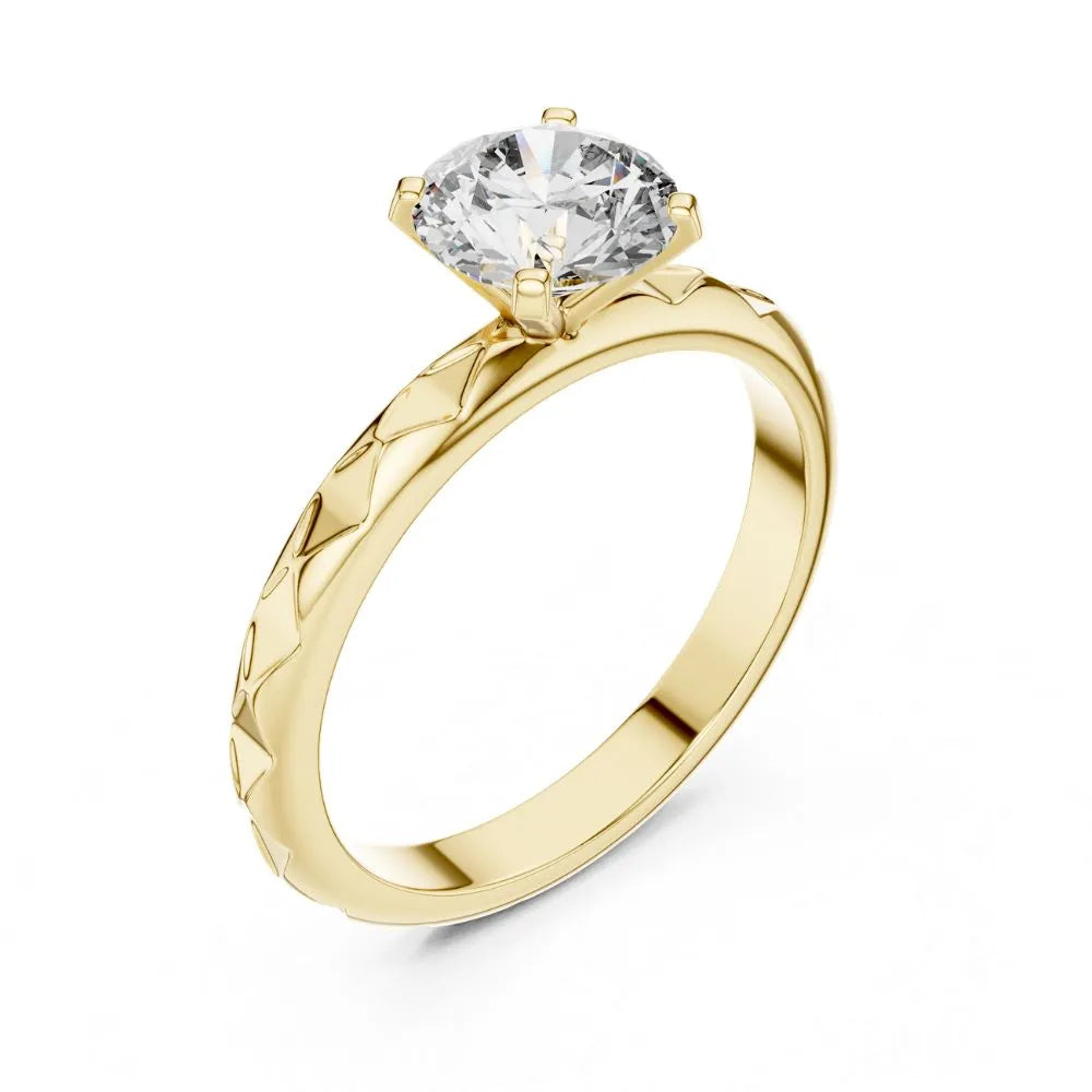Textured Solitaire Ring in 925 Sterling Silver | ORYNIO