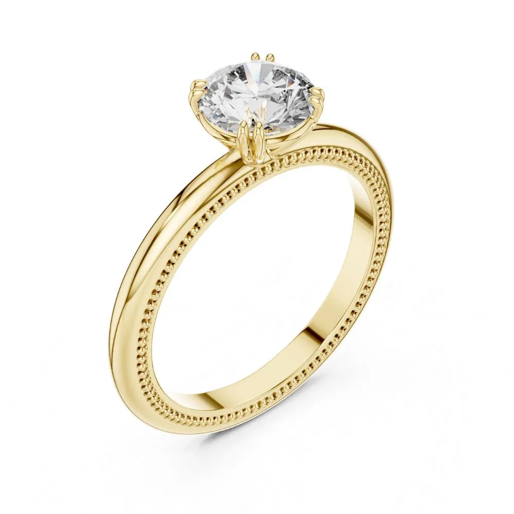 Milgrain Solitaire Ring in 925 Sterling Silver | ORYNIO