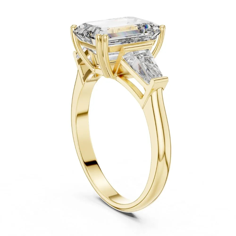 Orynio ORYNIO Regal Emerald Three-Stone Engagement Ring in 925 Sterling Silver 92.5 silver jewellery