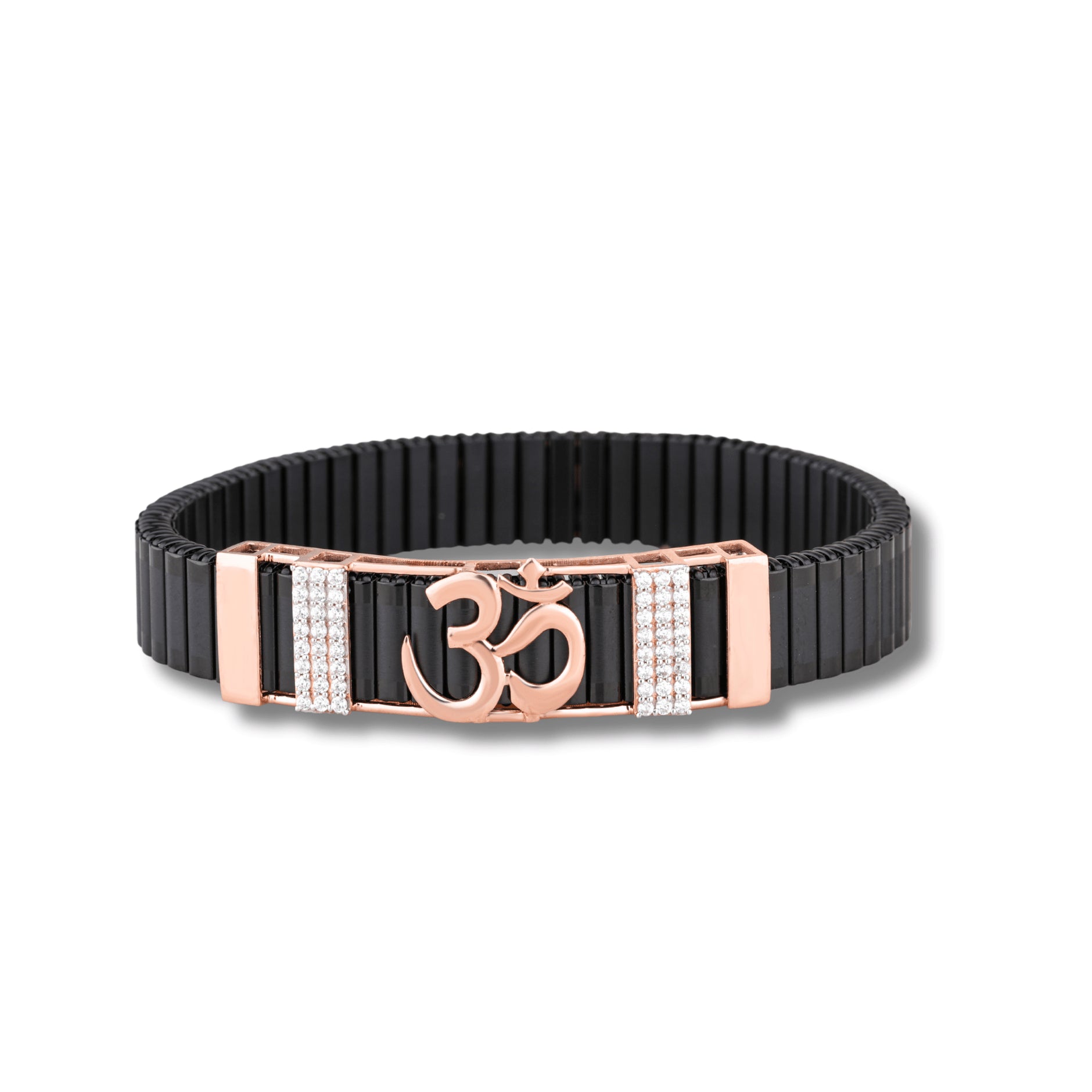 925 Silver OM Logo Design Men's Rolex Bracelet with Rose Gold Plating