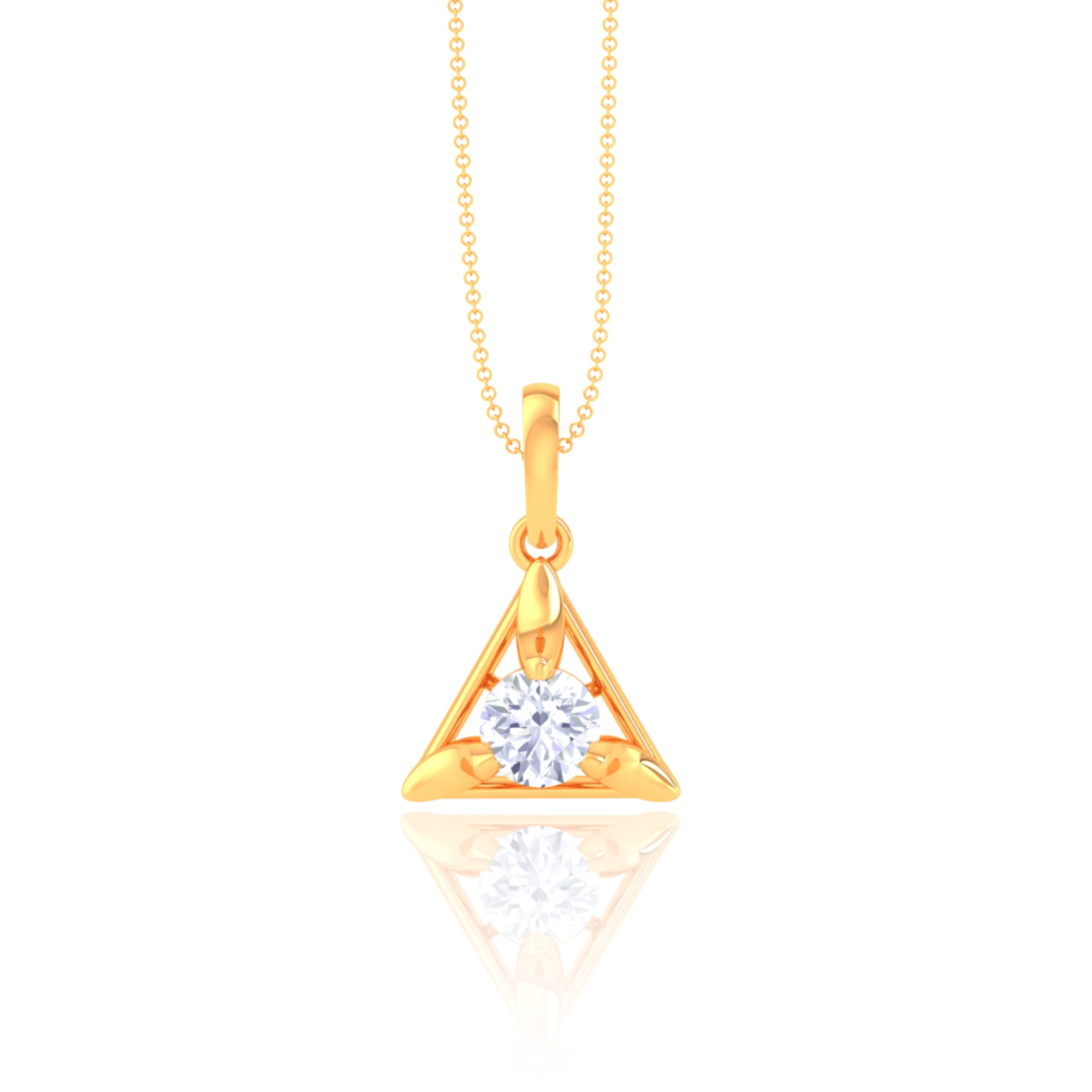 925 Silver Triangle Solitaire Pendant with Chain for Women