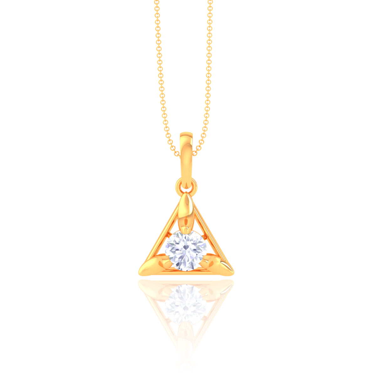 925 Silver Triangle Solitaire Pendant with Chain for Women