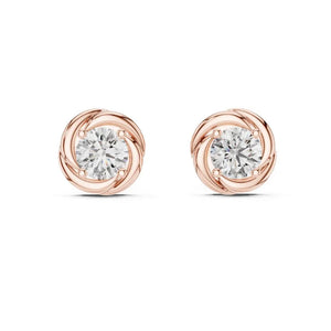 ORYNIO Spiral Swirl Solitaire Stud Earrings in 925 Sterling Silver