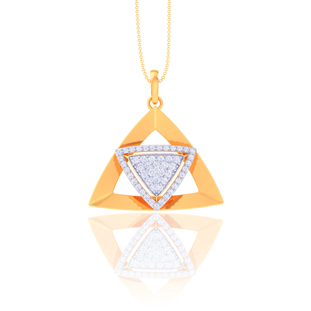 925 Silver Triangle Pendant & Chain for Women